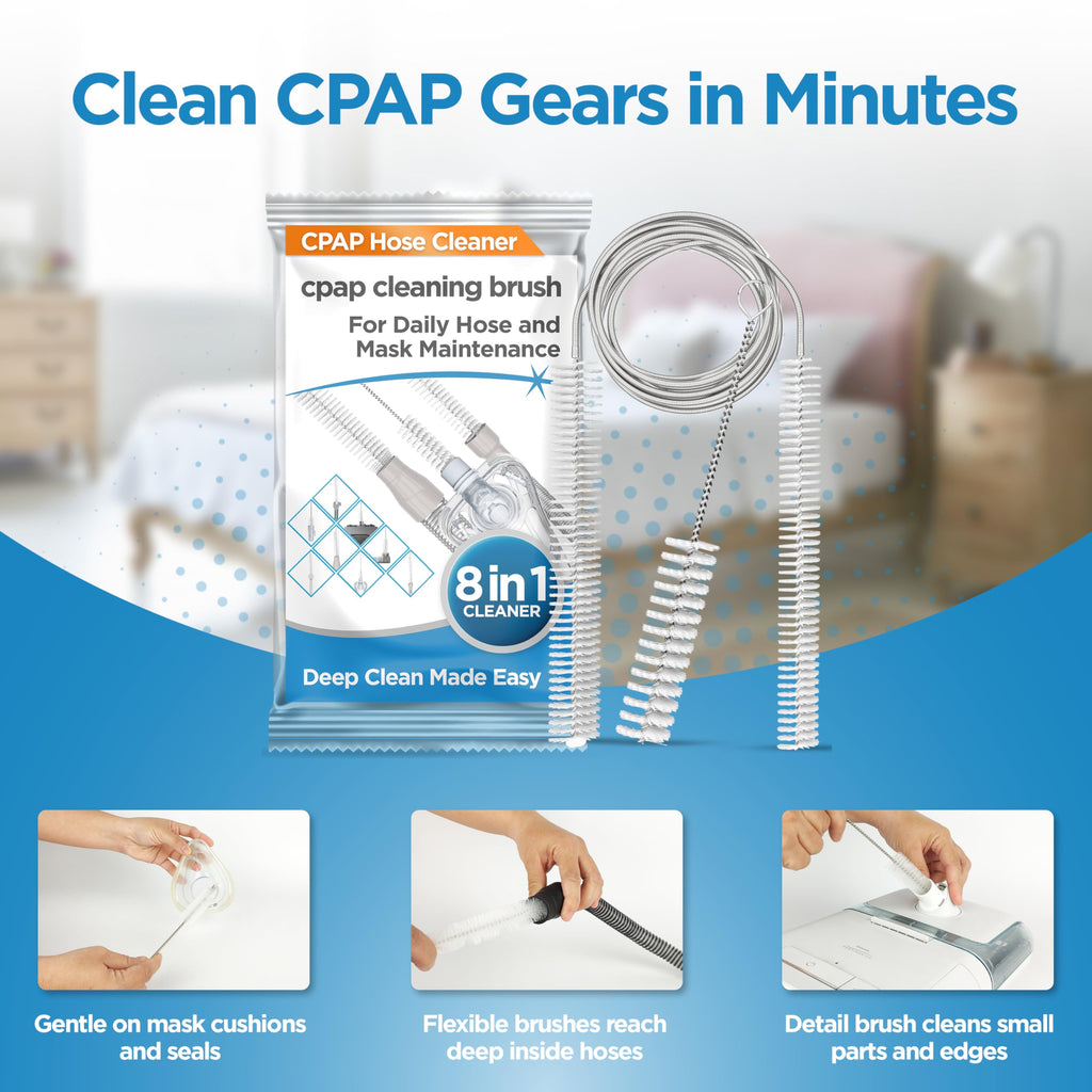 resplabs CPAP Hose Cleaning Brush 8 in 1 CPAP Cleaner for 22mm, 15mm CPAP Tubing, Mask, Cushions, Humidifiers & Water Chambers