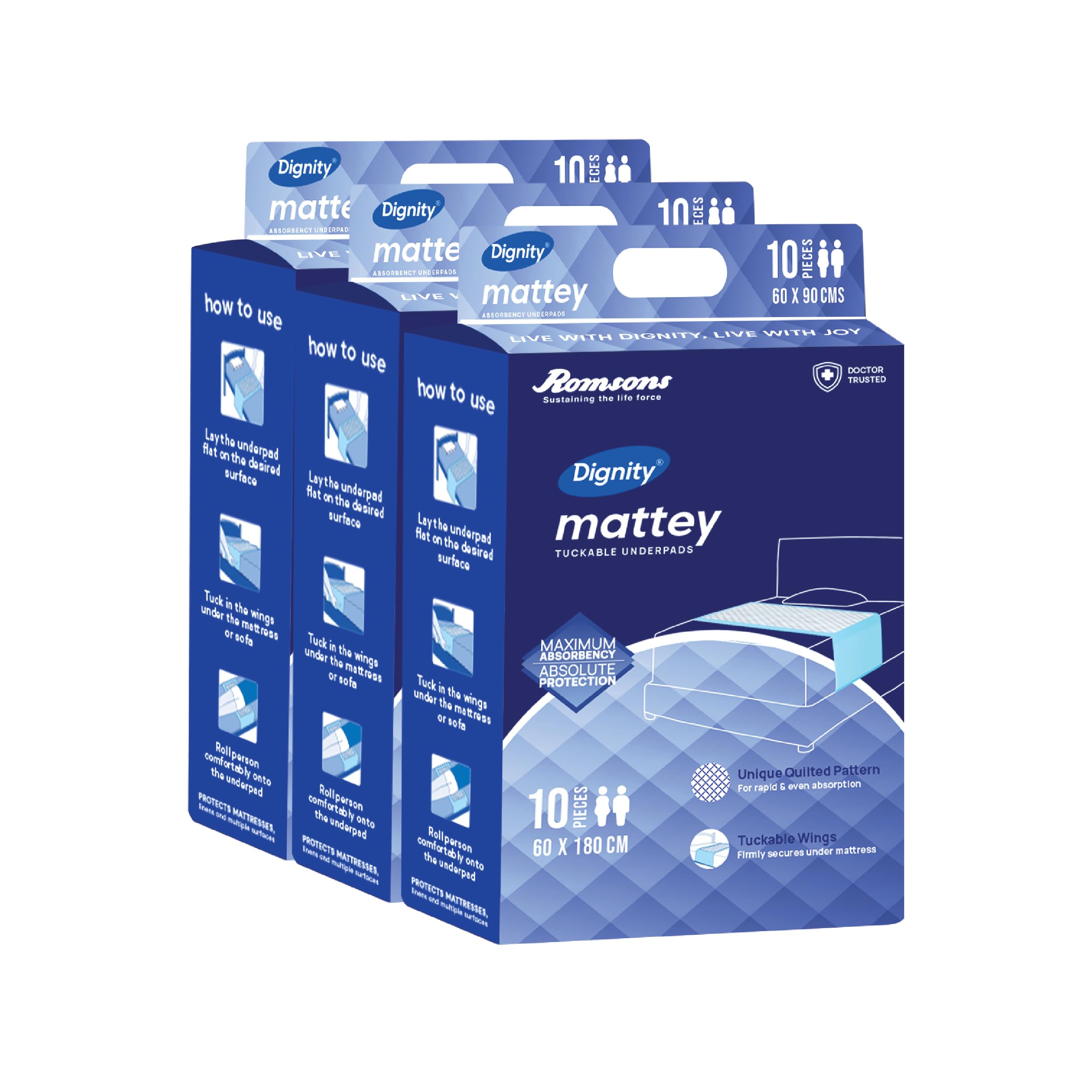 Dignity Mattey Disposable Tuckable Underpads For Adults, 60X180 Cm (30 Pieces)