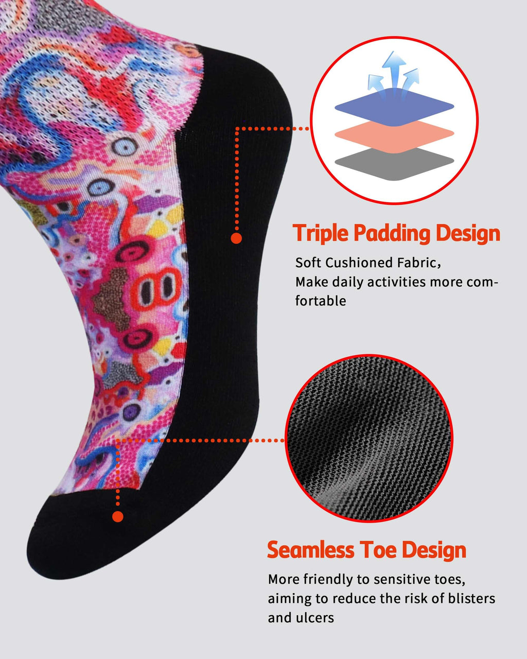 YOKEEP diabetic socks for women & men extra wide, non binding neuropathy diabetic socks for women men swollen feet