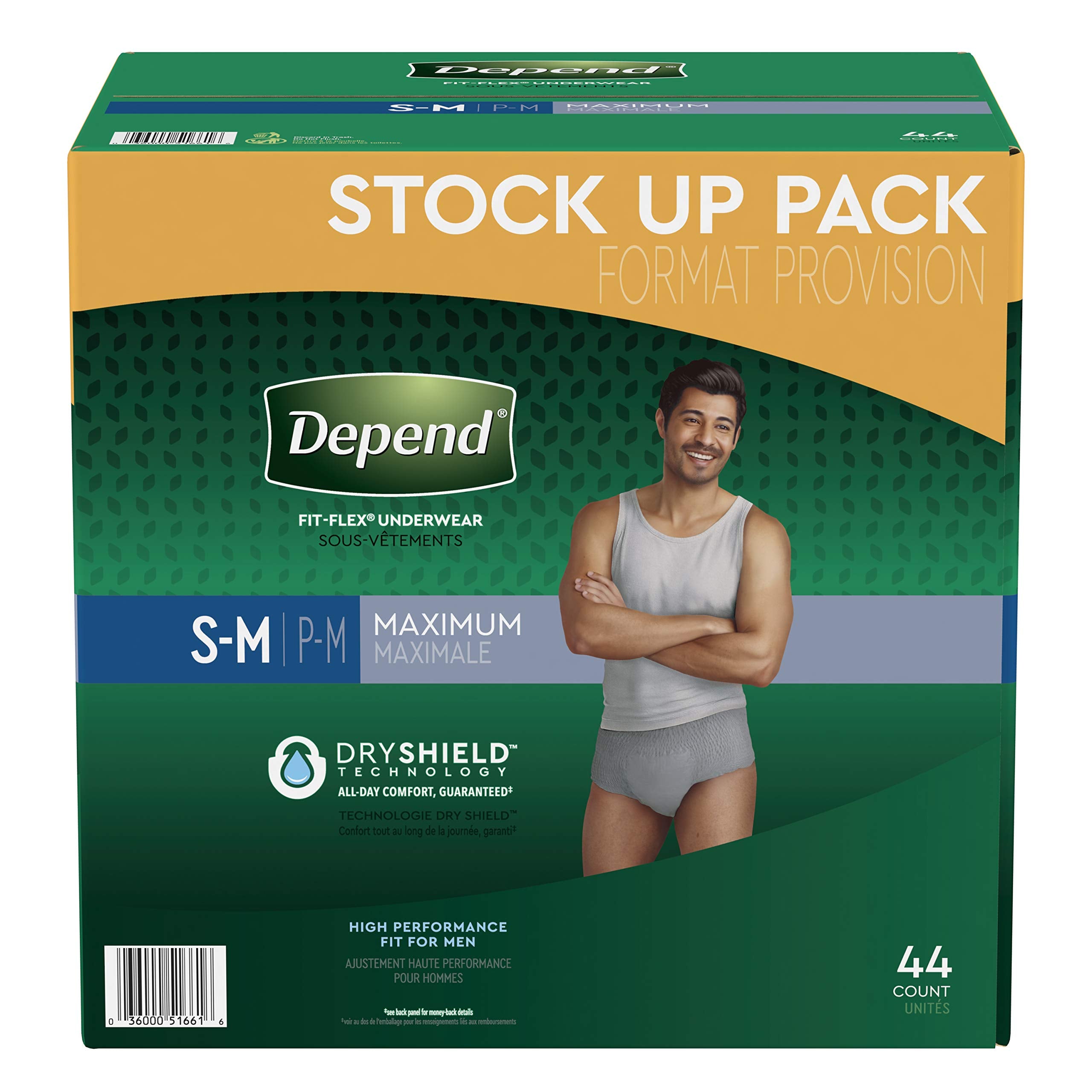 Depend Fresh Protection Adult Incontinence Underwear for Men, Disposable, Maximum, Small/Medium, Grey, 44 Count, Packaging May V