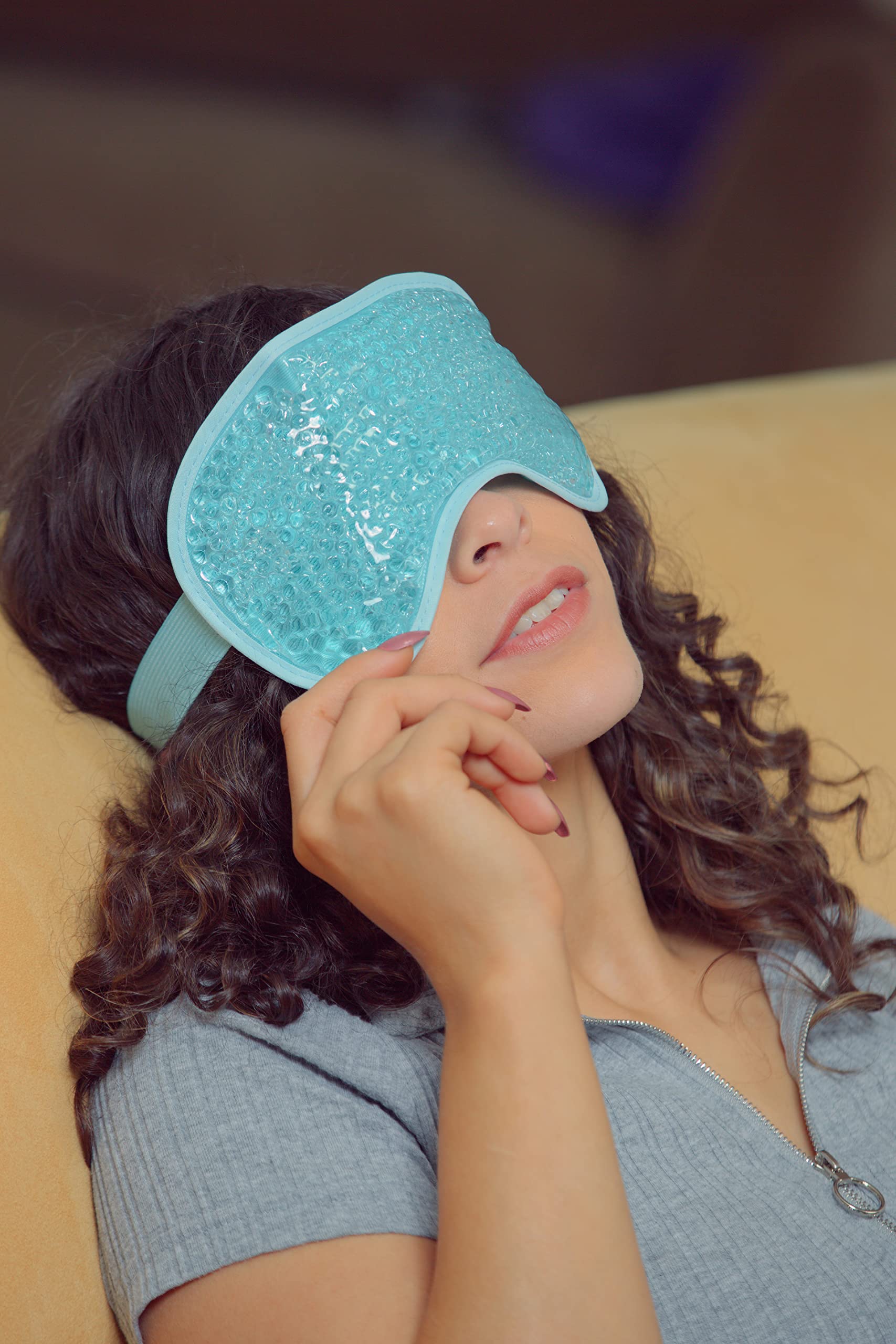 Cooling Eye Mask Reusable Gel Eye Mask for Puffy Eyes,Ice Eye Mask Cold Eye Mask Frozen with Plush Backing for Headache,Migrain,