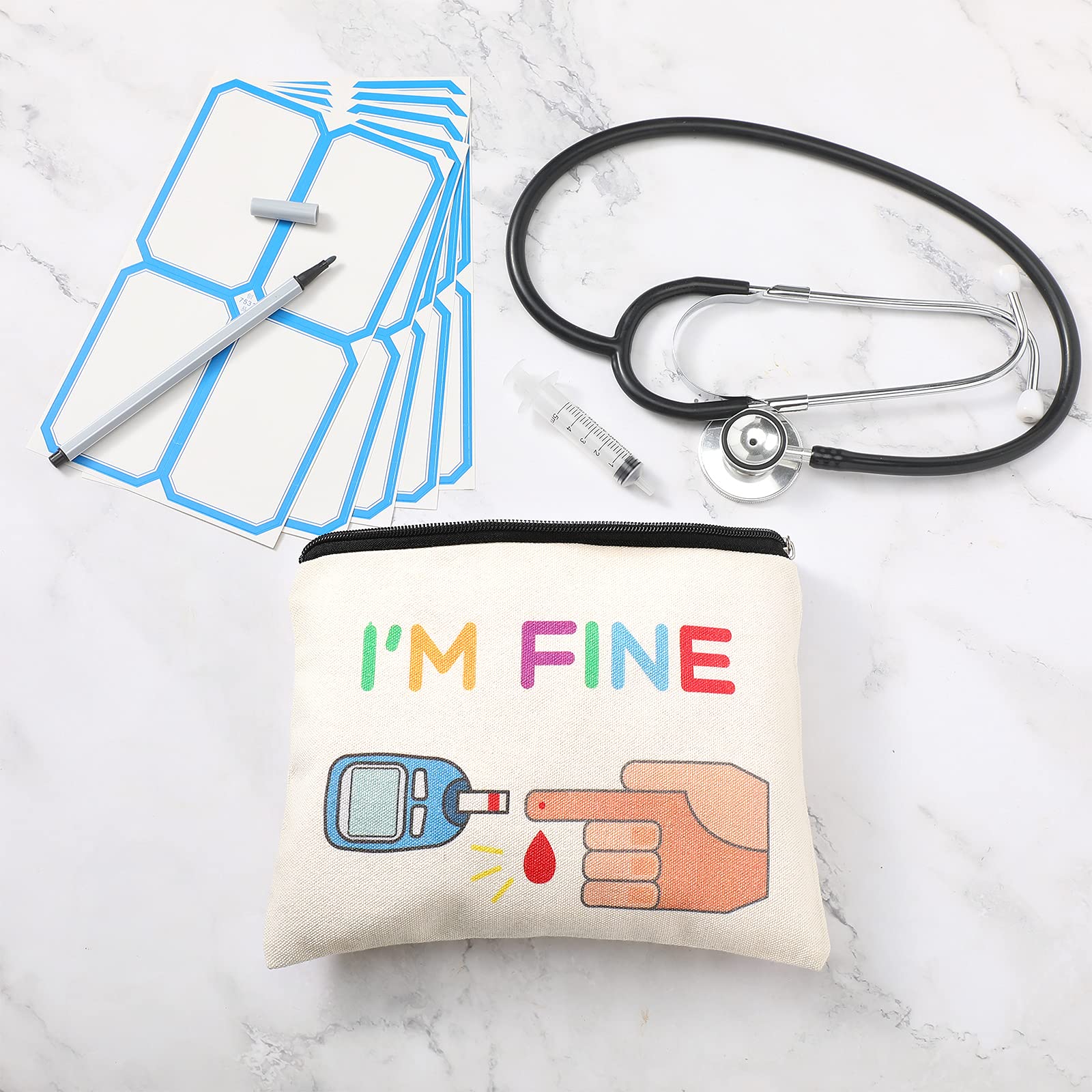 2 Pieces Diabetic Supplies All My Diabetes Funny Organizer Travel Bag Canvas Bag Diabetic Emergency Canvas Bag Toiletry Make up