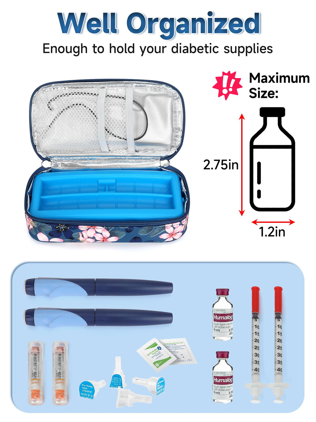 YOUSHARES Insulin Cooler Travel Case for Pen & Vials, Temperature Display Diabetic Medication Cooling Bag with Protective Ice Br
