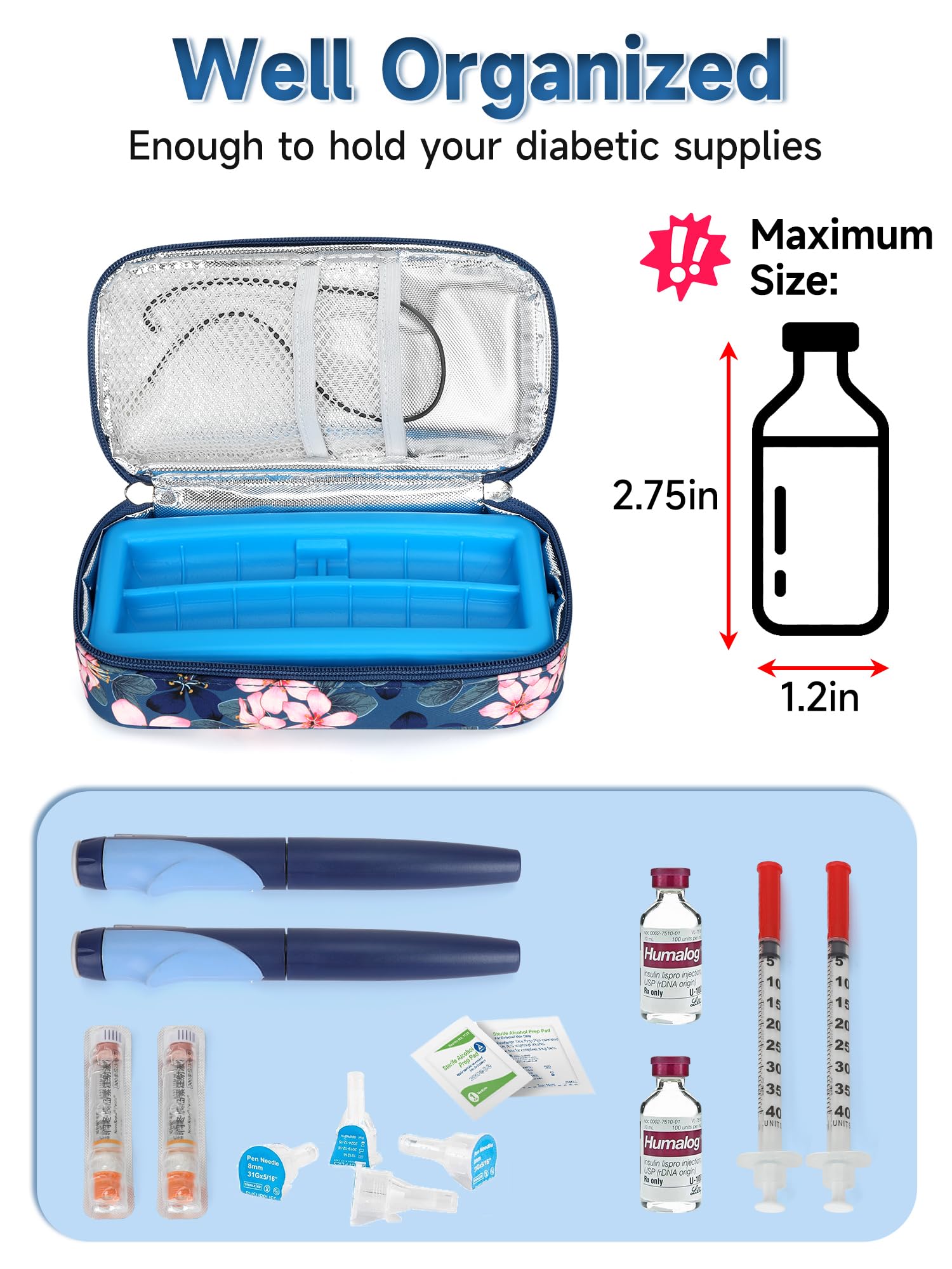 YOUSHARES Insulin Cooler Travel Case for Pen & Vials, Temperature Display Diabetic Medication Cooling Bag with Protective Ice Br
