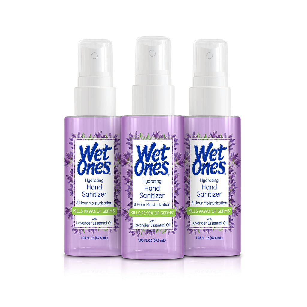 Wet Ones Hydrating Hand Sanitizer Spray Mist | Lavender-Scented Spray Hand Sanitizer Travel Size, 1.95oz (3 Pack)