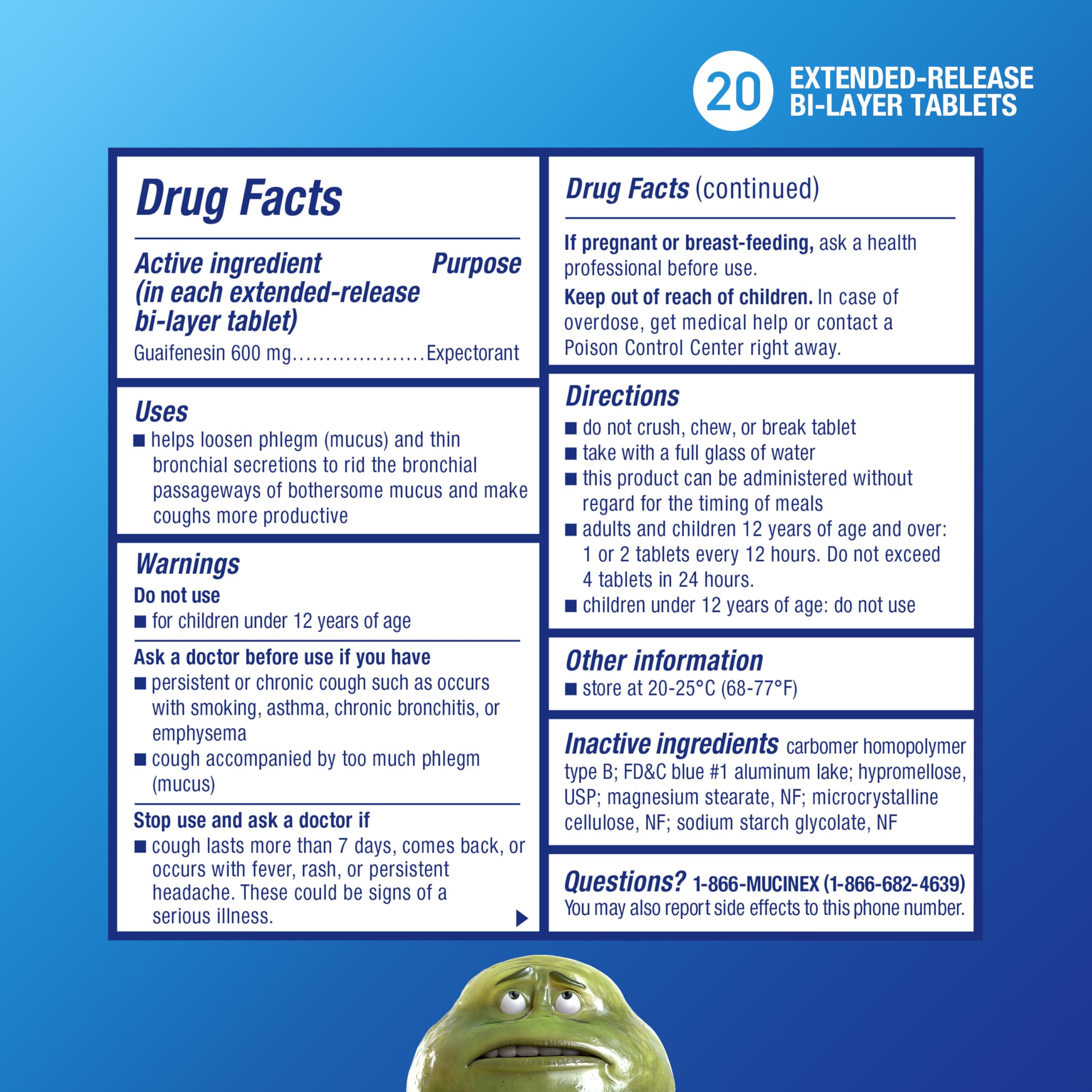 Mucinex 12 Hour 600 mg Guaifenesin Extended-Release Tablets for Excess Mucus Relief, Expectorant Aids Excess Mucus Removal, Ches