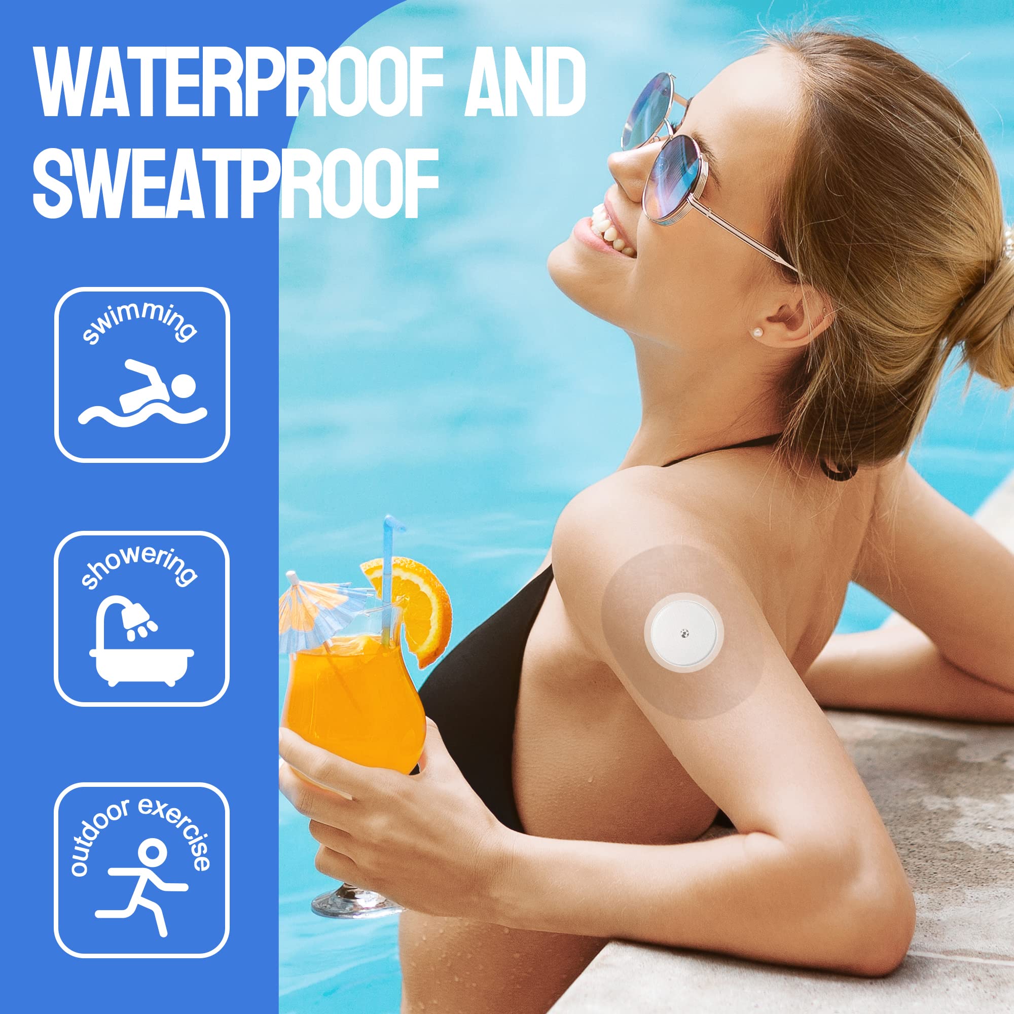 Eseige-Sensor Covers for Libre 2,3-50 Pack Waterproof Adhesive Patches - Latex Free and Transparent Tape to Protect The CGM