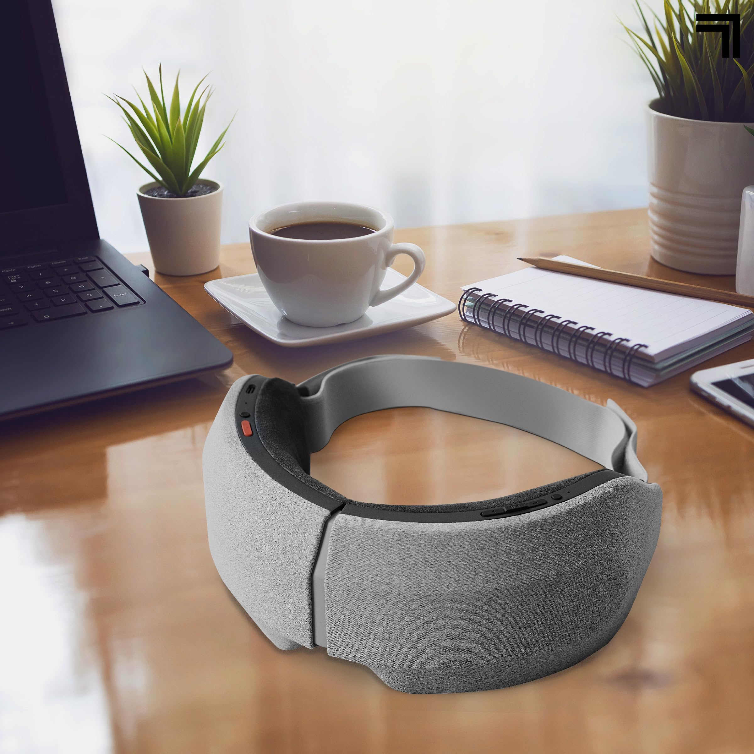 Sharper Image RealTouch Eye Mask, Hot + Cold Massager, Air Compression, Puffy Under Eye Aid, Bluetooth Music, USB-C Rechargeable