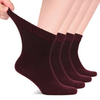 Hugh Ugoli Diabetic Socks for Men, Loose Ankle Socks Bamboo, Extra-Wide, Thin, Seamless Toe and Non-Binding Top, 4 Pairs, Burgun