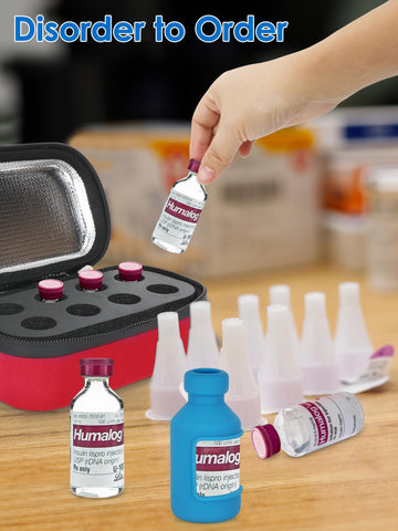 YOUSHARES Insulin Fridge Holder Storage Case Organizer, Insulin Vial Organizer Bag Fits Standard 10ml U-100 Vials, Built-in Alum