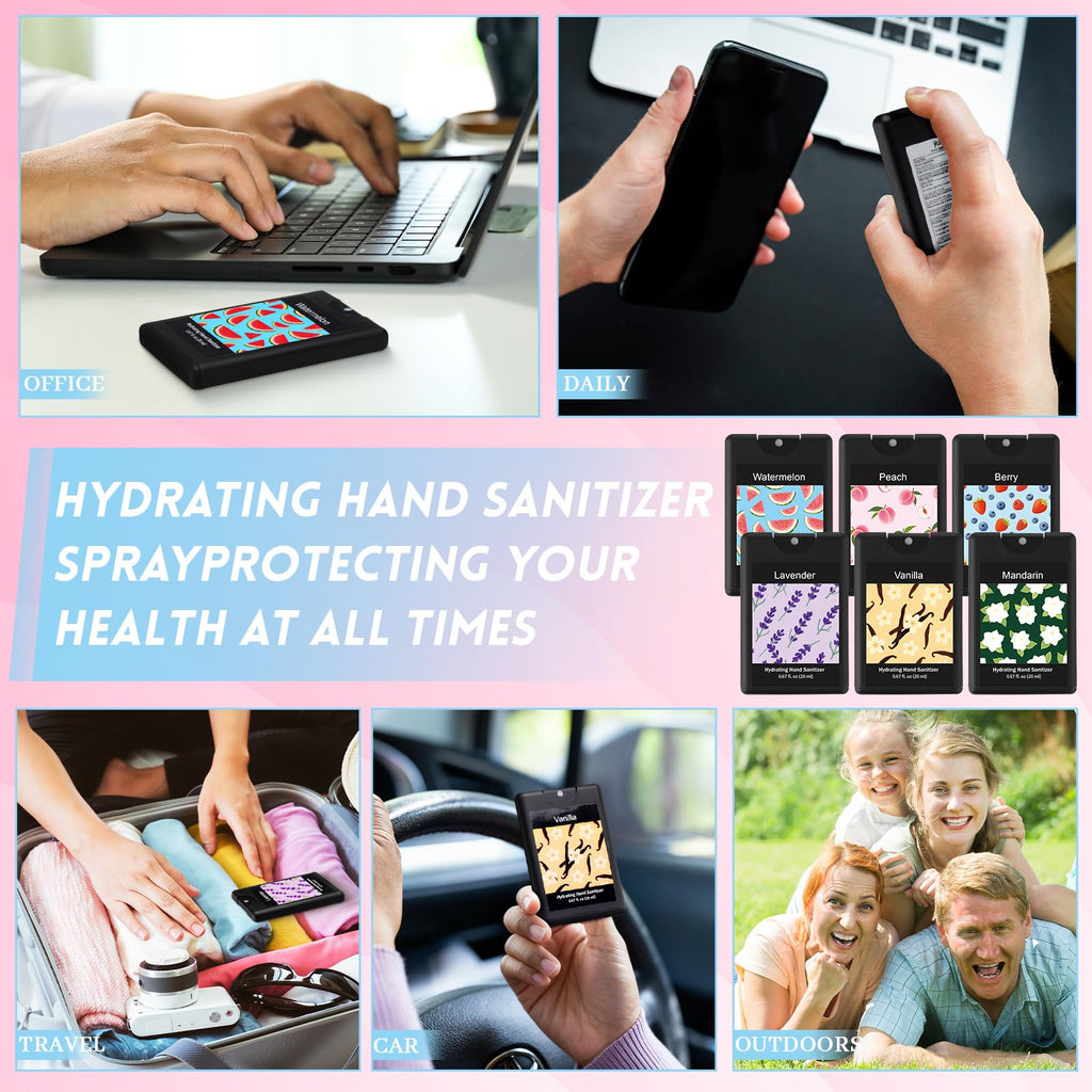 Dansib 6 Pack Hydrating Hand Sanitizers Travel Size Mini Scented Hand Sanitizer Spray Refillable Moisturizing Formula Thank You