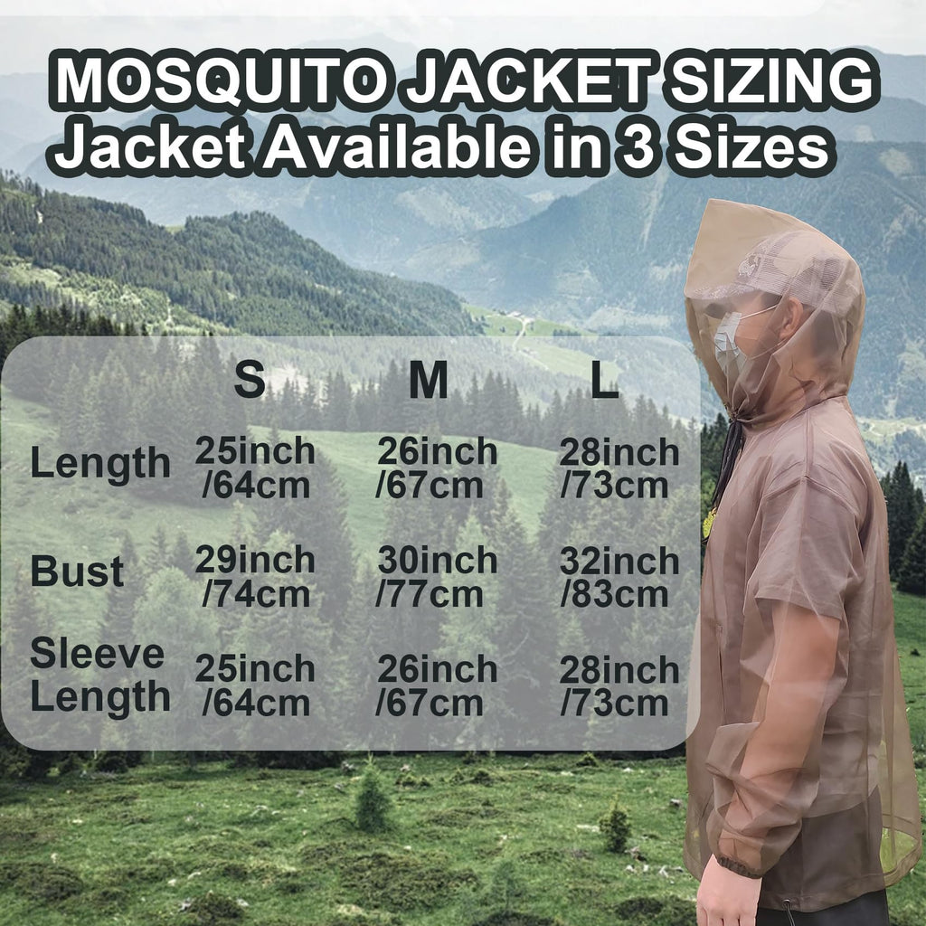 Aventik No-See-Um Mesh Mosquito Jacket for Outdoor, Multiple Sizes to Fit Everyone Stay Safe and Cool UV Resistant 3D Structure