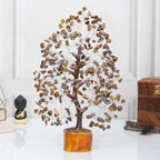 Crocon Tiger Eye Gemstone Tree Feng Shui Figurine Money Bonsai Good Luck Chakra Balancing Reiki Healing Crystals Decoration Orna