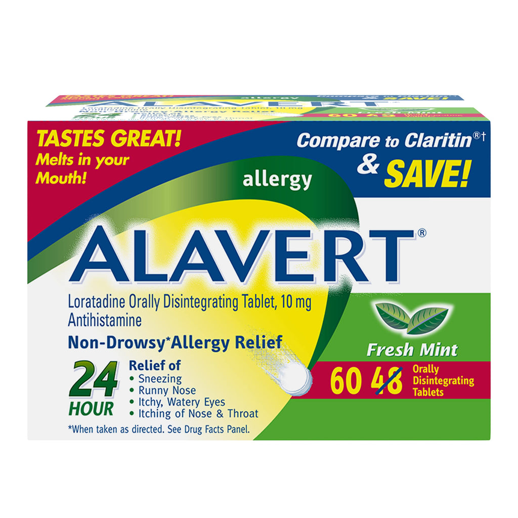 Alavert Allergy 24 Hour Relief, Fresh Mint Flavor, Orally Disintegrating Allergy Tablets, Non-drowsy Antihistamine, Loratadine 1