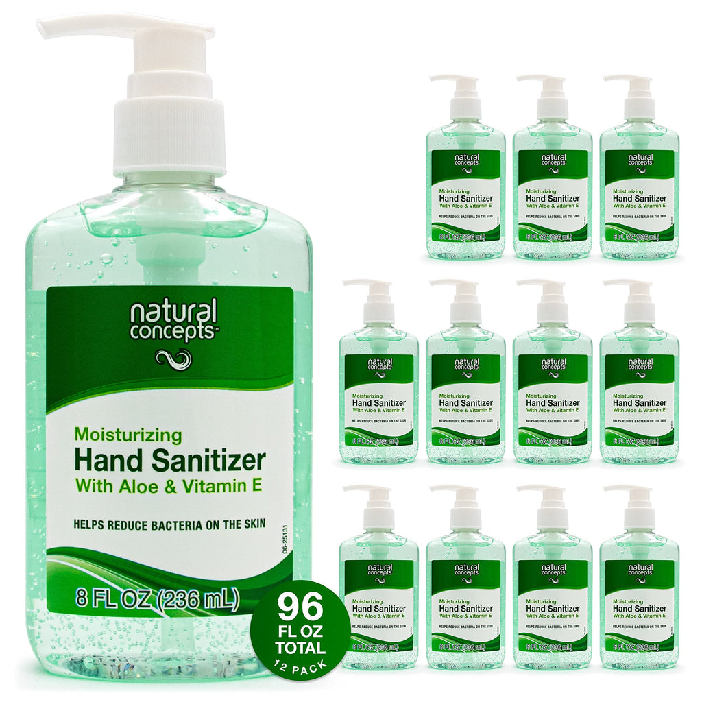 Natural Concepts | 70% Ethyl Alcohol with Aloe and Vitamin E, Hand Sanitizer Gel | Made in Canada | 8-oz Bottle, 6-Pack | with P