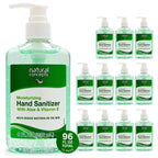 NATURAL CONCEPTS | 70% Ethyl Alcohol with Aloe and Vitamin E, Hand Sanitizer Gel | Made in Canada | 8-oz Bottle, 12-Pack | with 