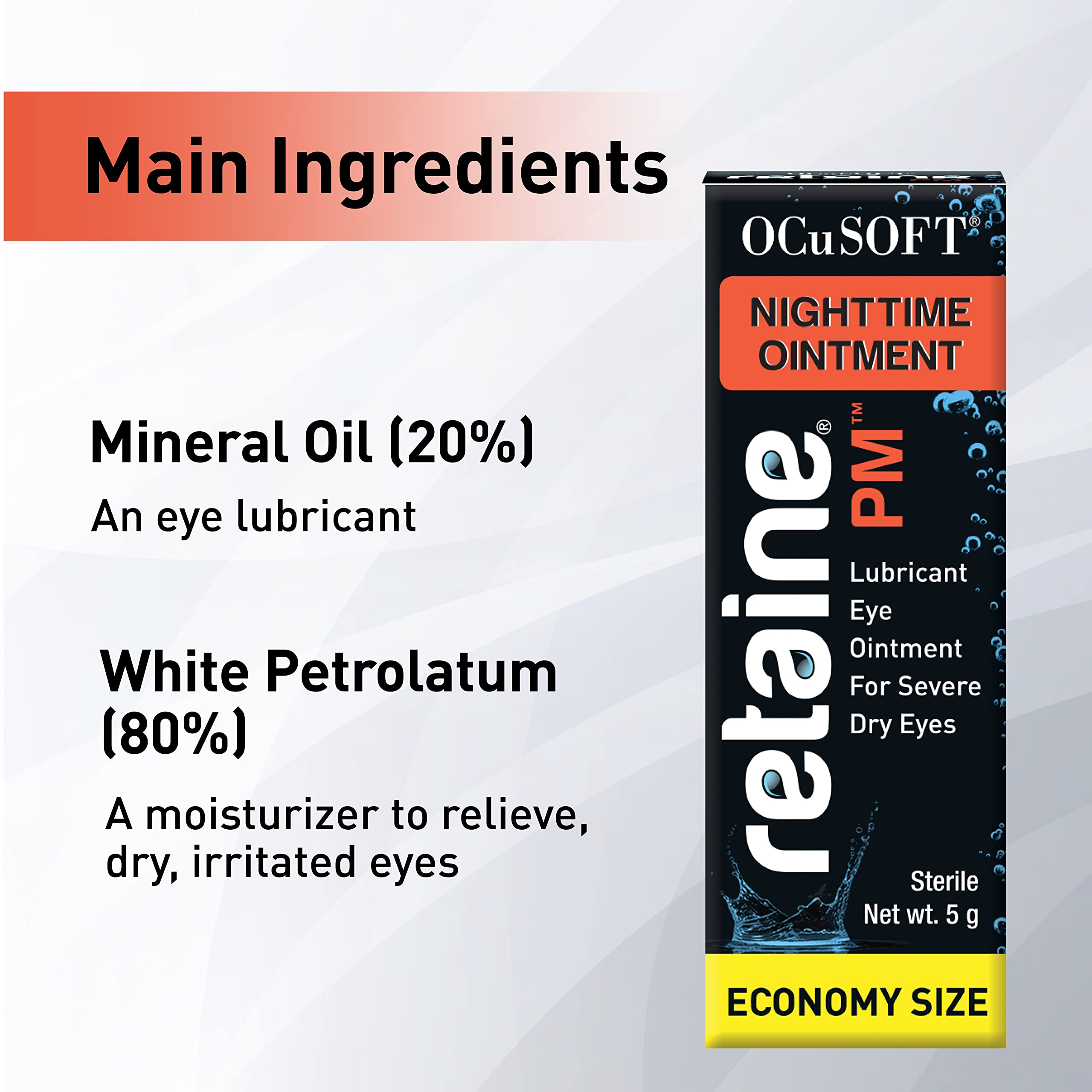 OCuSOFT Retaine PM Nighttime Ointment - Lubricant Eye Ointment for Overnight Dry Eye Comfort - Cools and Soothes Irritated Eyes