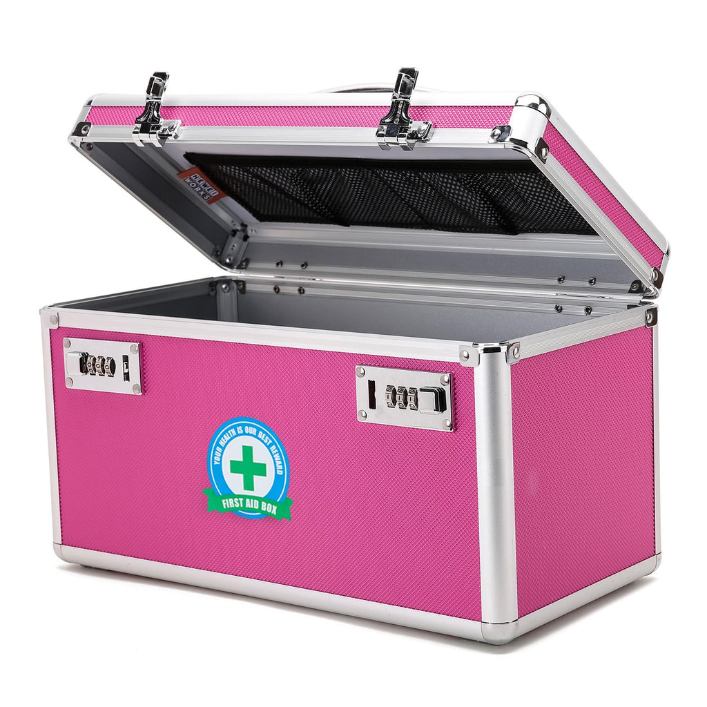 HEWEI WORKS Lockable Medication Box with Portable Storage Case, 14.2x 7.2x 8.2, Childproof Medicine Lock Organizer, Lockin