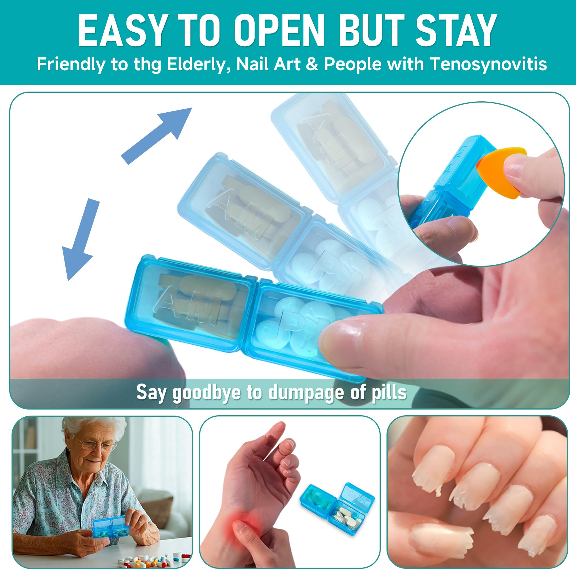 Monthly Pill Organizer 2 Times a Day, Portable AM PM Pill Box with Weekly Travel Bag, Large Capacity Medicine Organizer with Lab