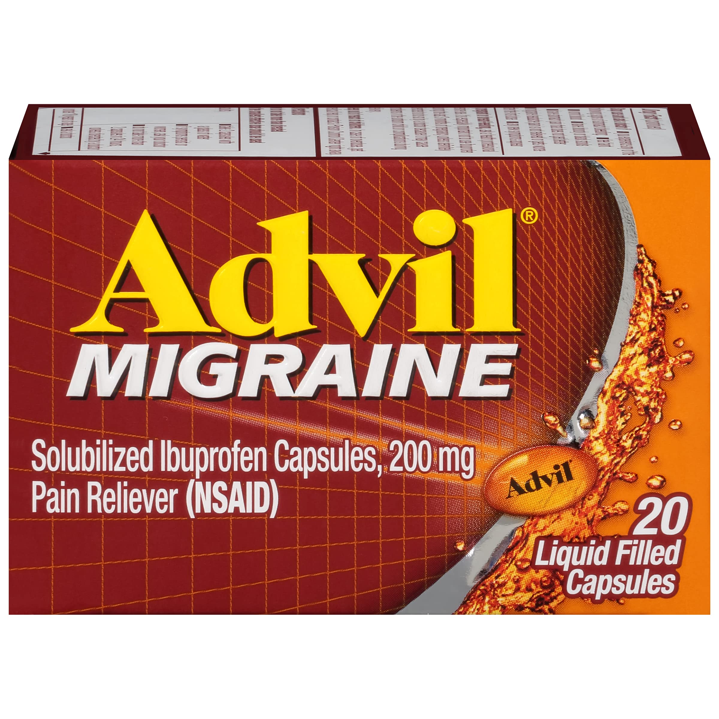 Advil Migraine Headache Relief, Ibuprofen Capsules with Ibuprofen 200mg for Migraine Relief, Nausea Relief and Light Sensitivity