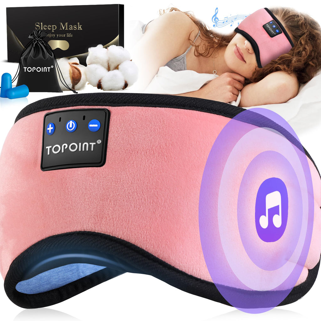 TOPOINT Sleep Mask Headphones Bluetooth 5.2 Wireless, Blackout Eye Mask for Women Men Sleeping Travel Meditation Gifts Cool Gadg