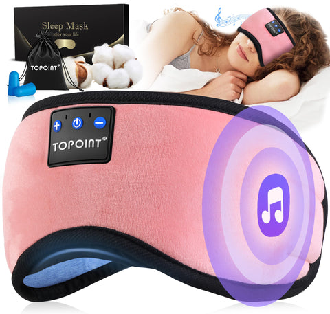 TOPOINT Sleep Mask Headphones Bluetooth 5.2 Wireless, Blackout Eye Mask for Women Men Sleeping Travel Meditation Gifts Cool Gadg