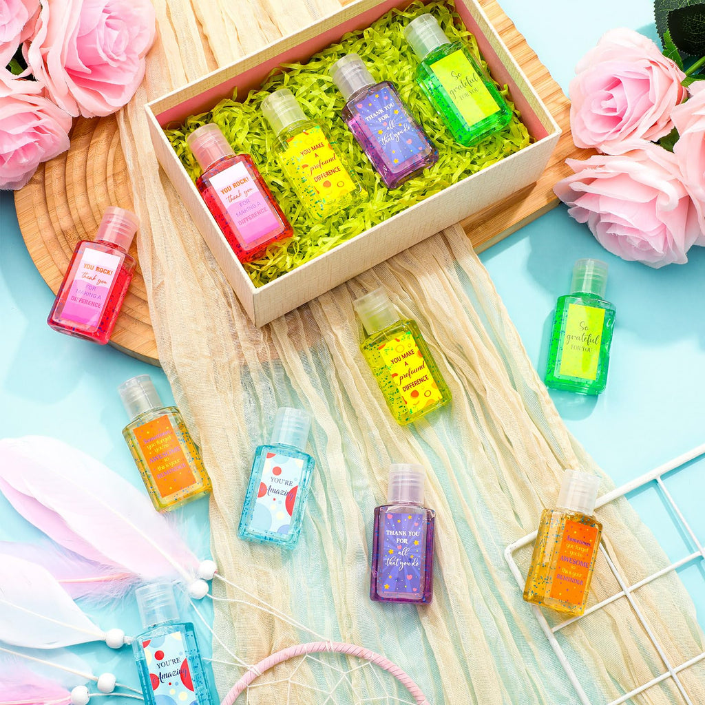 12 Pcs Thank You Mini Hand Sanitizer Bulk Scented Hand Sanitizer Travel Size 1 oz Employee Appreciation Gift for Staff Team Chri