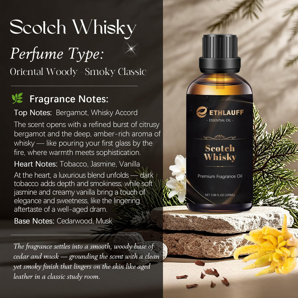 Mens Cologne Fragrance Oil 3.38FL.OZ - Scotch Whisky Scented Oil for Candle Scents for Candle Making, Soap Making Scents, Diffus