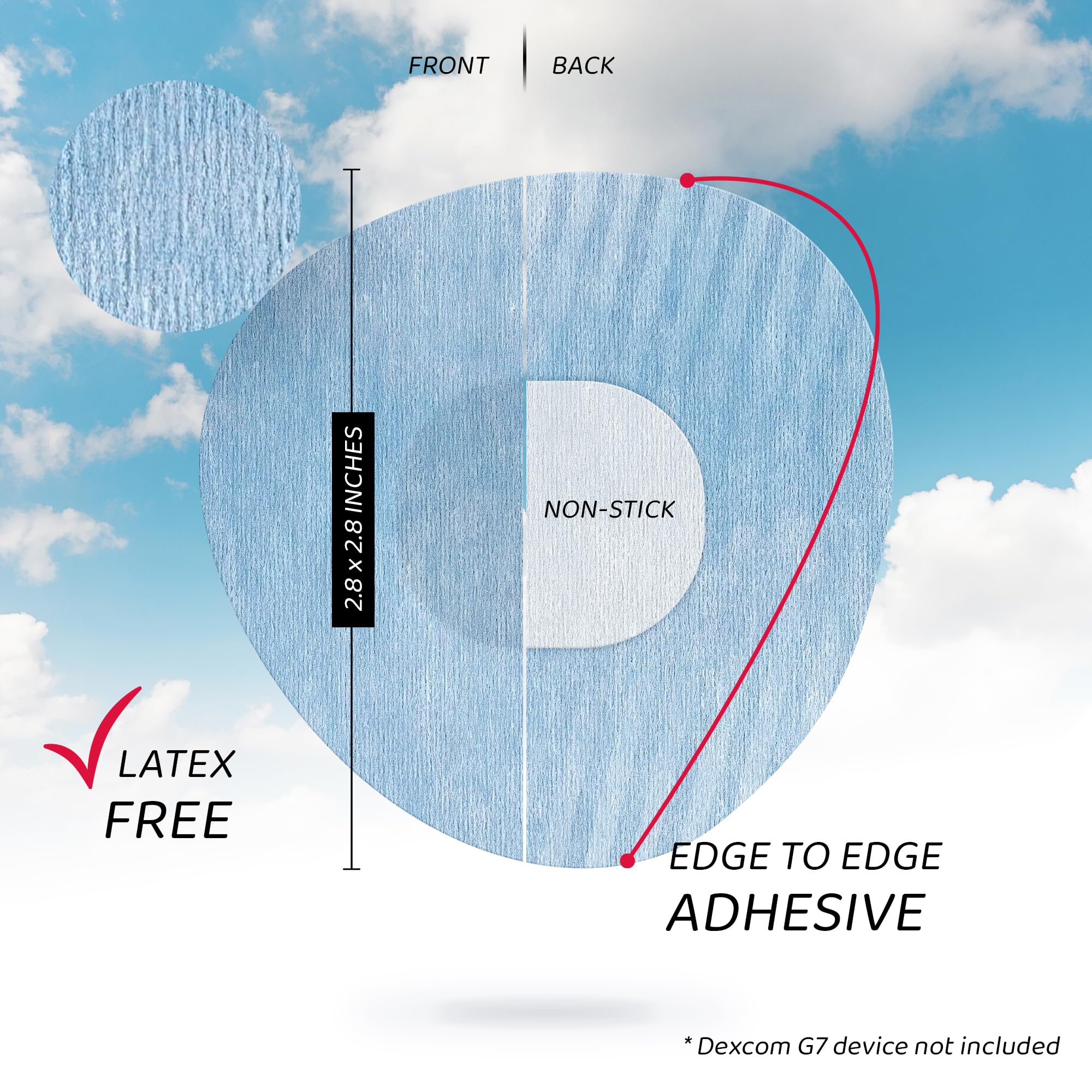Not Just A Patch Air Dexcom G7 Adhesive Patches (20 Pack) - Strong and Light Stelo CGM & Dexcom G7 Over Patches with Ultra-Hold
