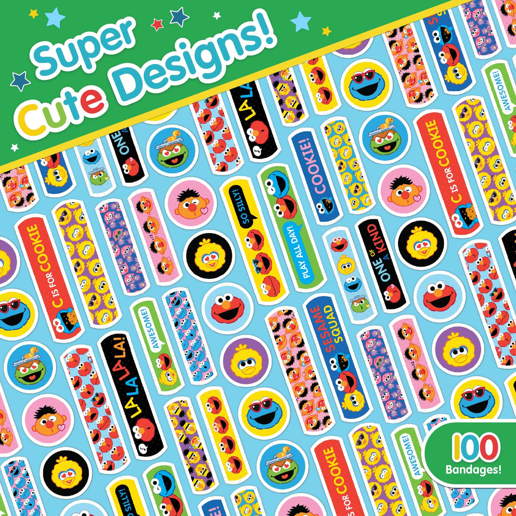Sesame Street Kids Bandages, 100 CT | Great for Birthdays, Party Supplies Favors, Stickers, Stocking Stuffer or White Elephant G