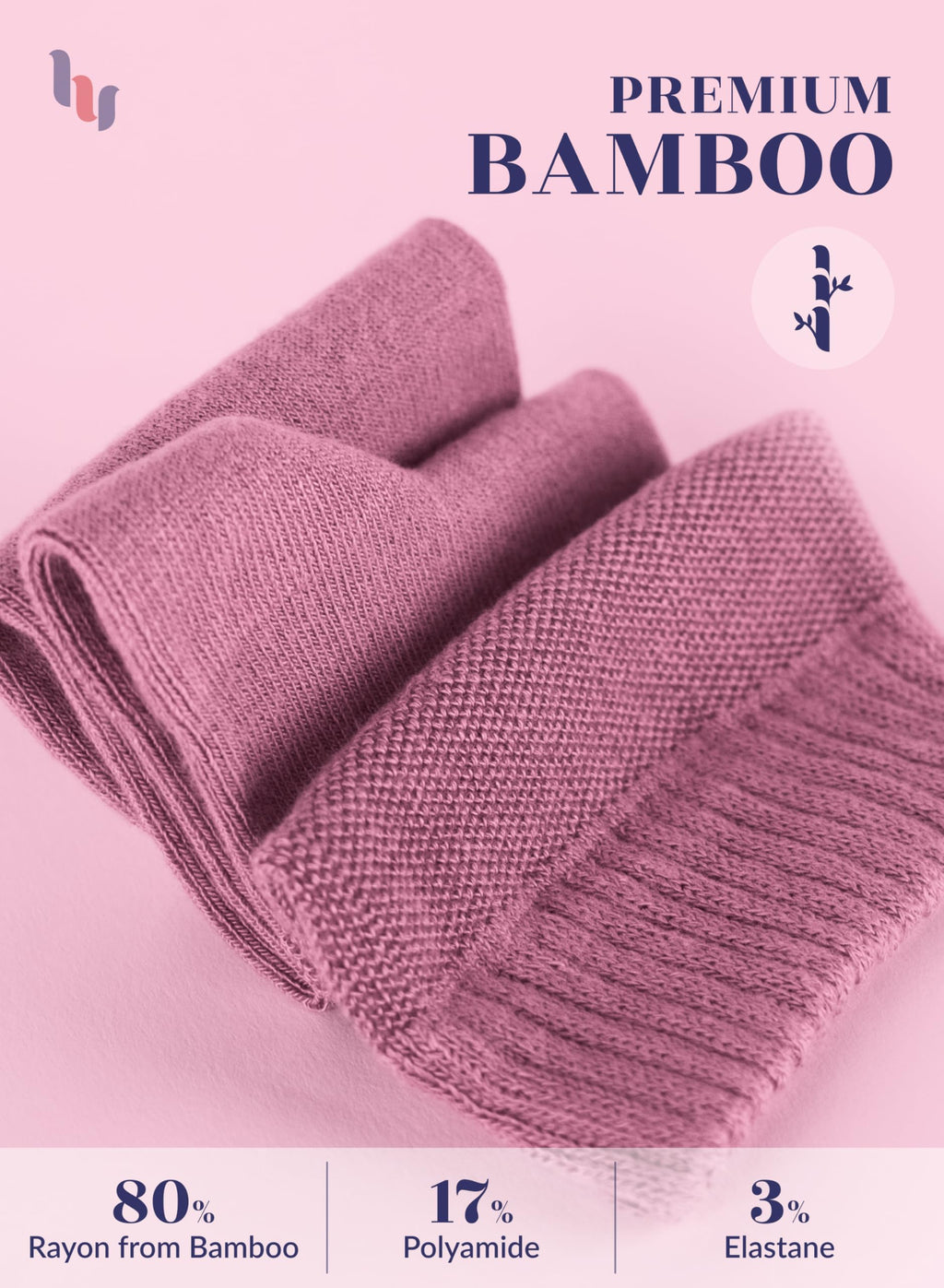 Hugh Ugoli Women Diabetic Ankle Socks, Super Soft & Thin Bamboo Socks, Wide & Loose, Non-Binding Top & Seamless Toe, 4 Pairs, Ro