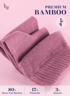 Hugh Ugoli Women Diabetic Ankle Socks, Super Soft & Thin Bamboo Socks, Wide & Loose, Non-Binding Top & Seamless Toe, 4 Pairs, Ro