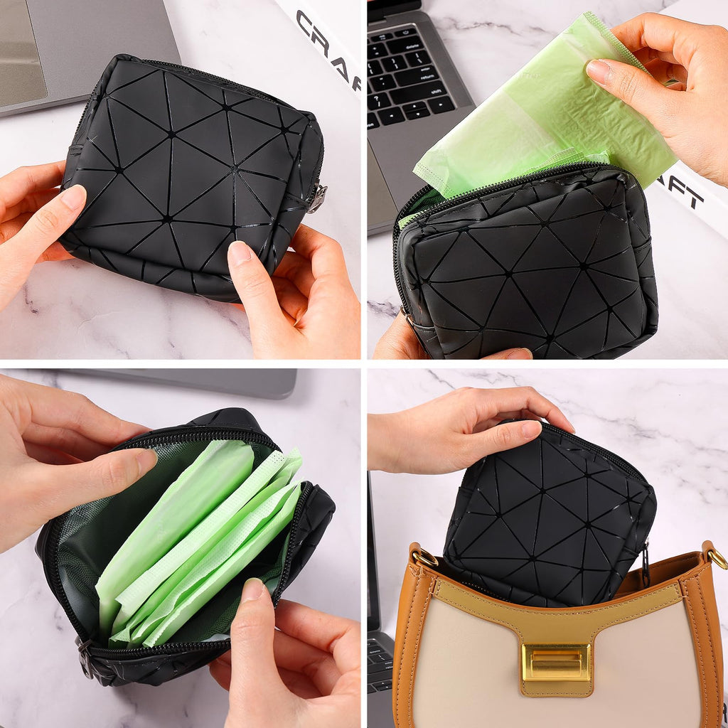 Ymapinc Period Sanitary Bag, Napkin Storage Bag Tampon Pouch Portable Feminine Care First Period Kit for Teen Ladies Women (Blac
