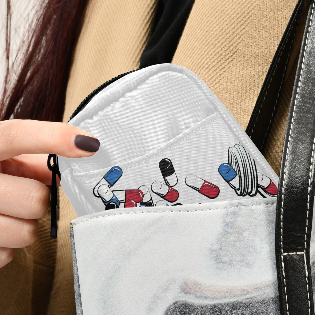 Pill Organizer Funny Medicine Pill Box 7 Day Pill Case Bag Travel Pill Organizer Bag with Zipper Portable Weekly Case Compact Si
