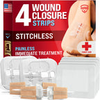 Emergency Wound Closure Strips - 4pk - 2 Types Laceration Closure Kit - Stitchless & Easy to Use - Butterfly Bandages