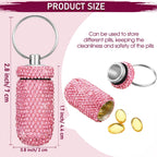 3 Pieces Bling Pill Container Portable Pill Bottle Case Travel Pill Holder Storage with Keychain for Outdoor Camping Traveling (