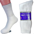 LM 12 Pairs Diabetic Crew Socks Unisex 9-11, 10-13, 13-15 Black Grey White (9-11, White)