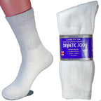 LM 12 Pairs Diabetic Crew Socks Unisex 9-11, 10-13, 13-15 Black Grey White (9-11, White)