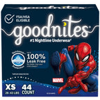 Goodnites Boys Nighttime Bedwetting Underwear, Size Extra Small (28-43 lbs), 44 Ct (2 Packs of 22), Packaging May Vary