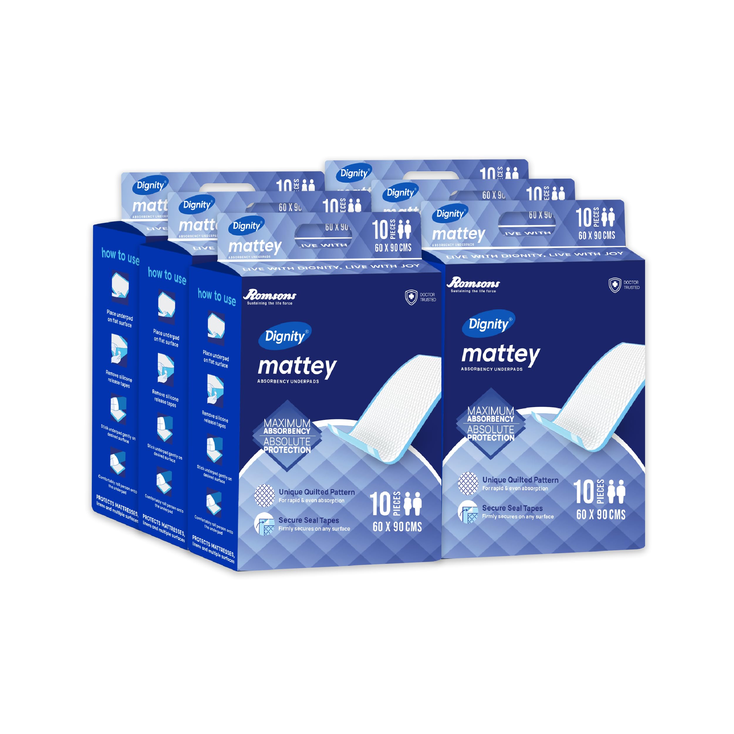 Dignity Mattey Disposable Underpads For Adults, 60X90 Cm (60 Pieces)