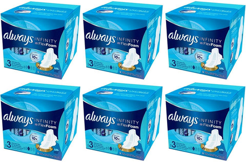 Always Size 3 Extra Heavy Flow Absorbency with Wings Infinity Pads, 14 Count (Pack of 6)