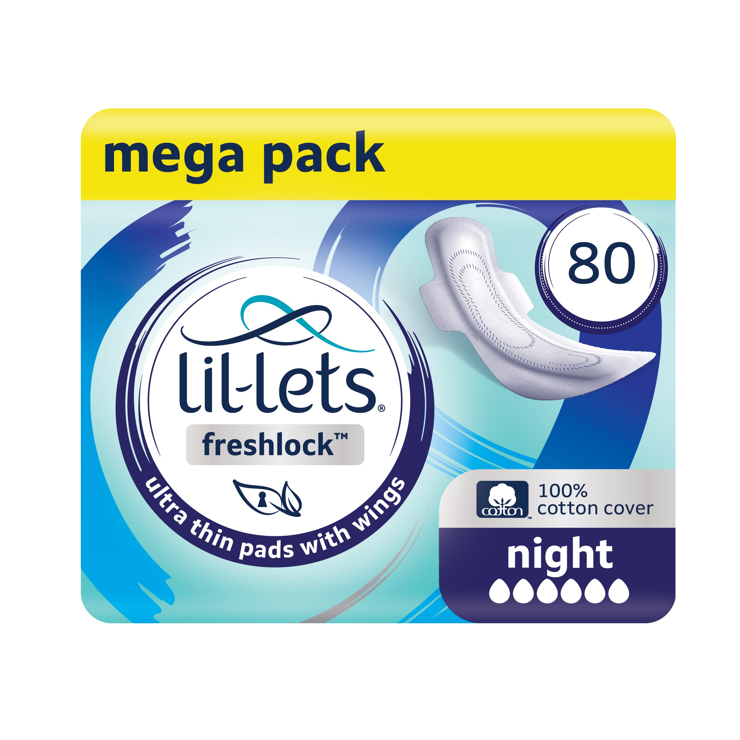 Lil-Lets FRESHLOCK Ultra Night Pads 8 Packs of 10 Pads