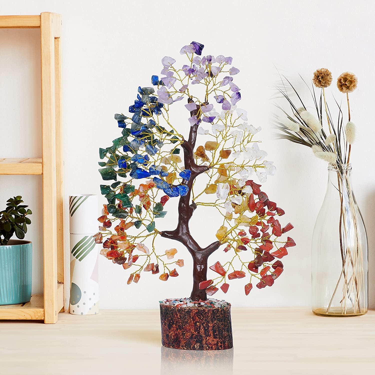 YATSKIA 7 Chakra Tree of Life, Crystals and Healing Stones, Birthday Gifts for Women - Crystal Tree for Positive Energy, Home Of