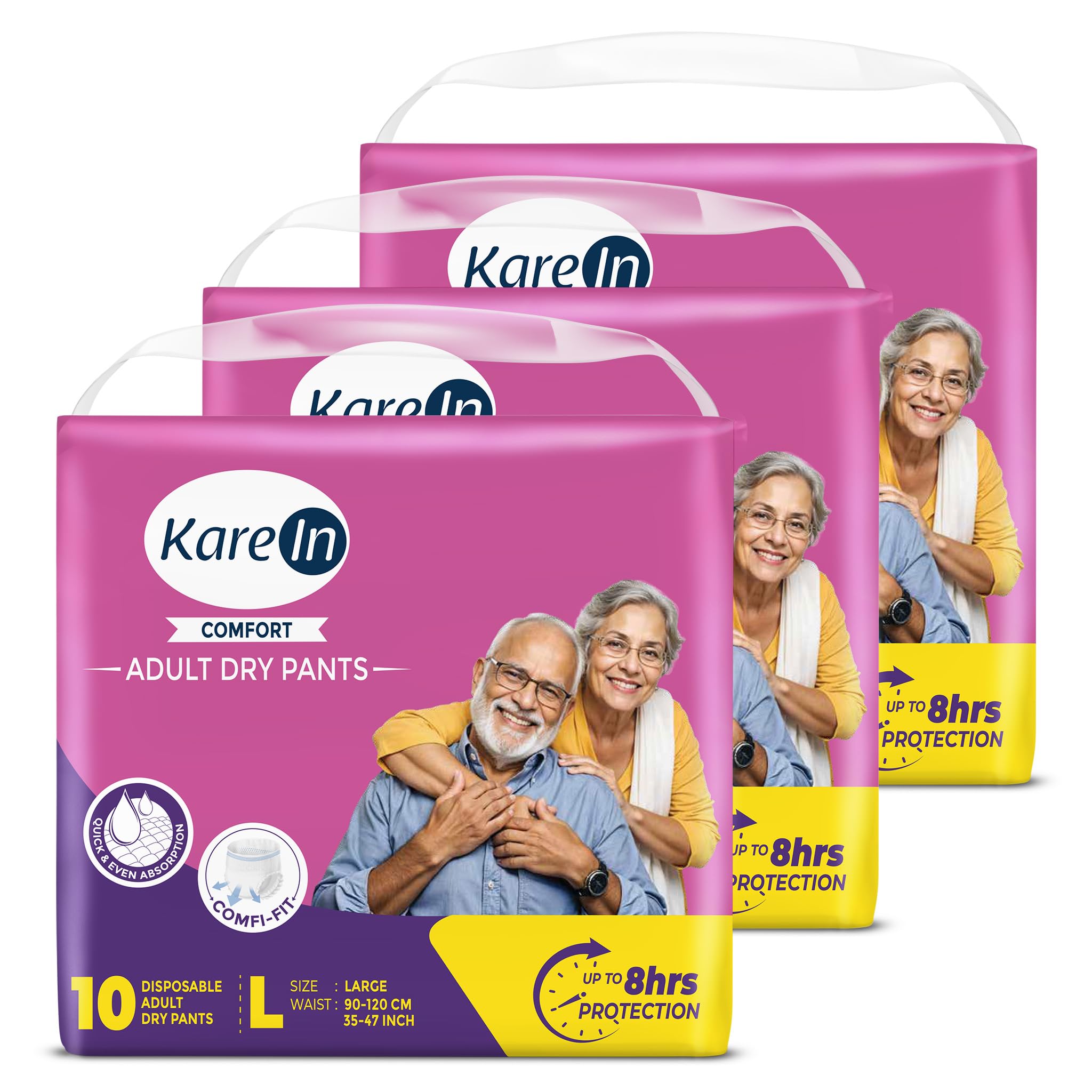 Karein Comfort Adult Diaper Pant L Size, Large, Waist (90120 Cm 3547), 30 Unit, Long Protection Hour, Unisex, Quick & Even A