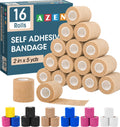AZEN 16 Pack Self Adhesive Bandage Wrap, 2 X 5 Yards Elastic Cohesive Bandage Wrap, Skin Color Athletic Tape, Vet Wrap, Ankle Ta