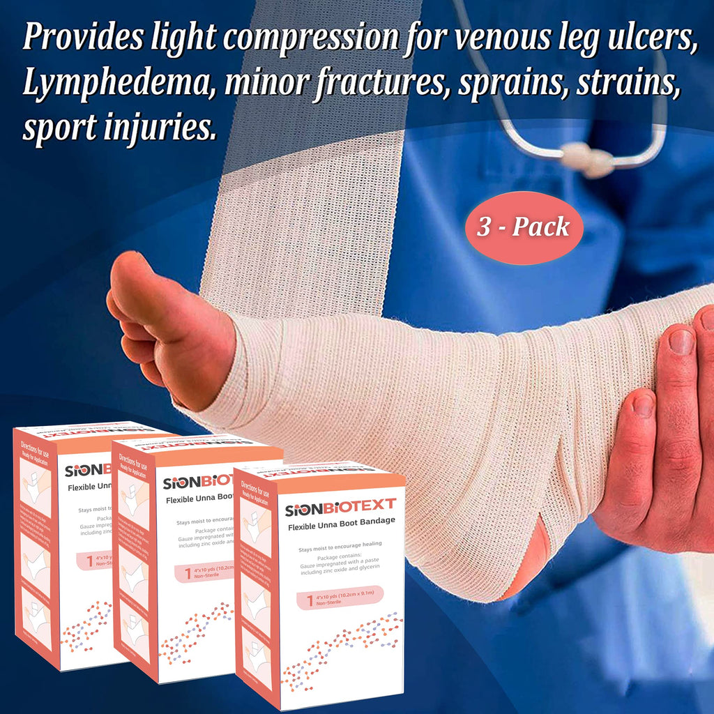 Sion Biotext Unna Boot Zinc Flexible Compression Bandage Maintain Moist Healing Environment Medical Dressing Wrap Gauze EMS Firs