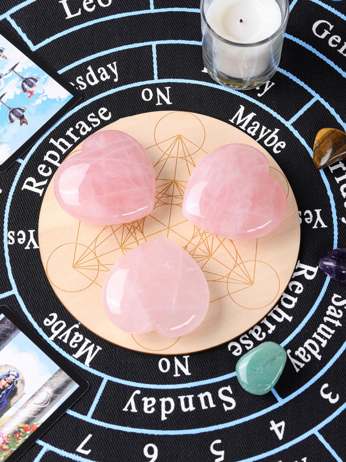 Jovivi 60mm Large Rose Quartz Crystal Heart Healing Crystals Heart Stones Polished Pocket Love Gemstones Chakra Reiki Energy Bal