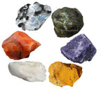 Crystals for Teenagers Manifestation, Set of 6 Labradorite, Lepidolite, Rainbow Moonstone, Carnelian, White Agate and Yellow Jas