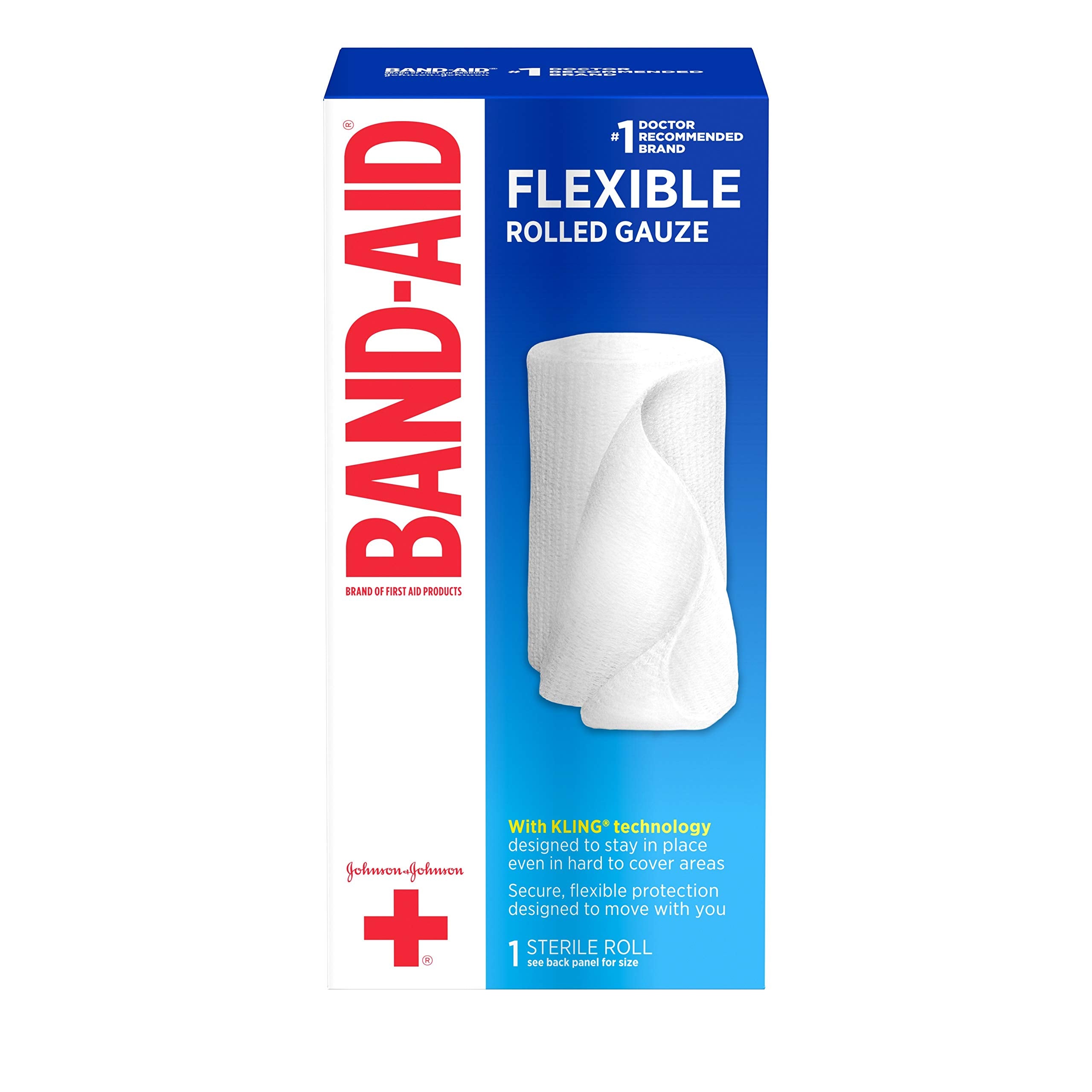 BAND-AID Brand Flexible Rolled Gauze 4IN x 2.5YDS, 1 CT