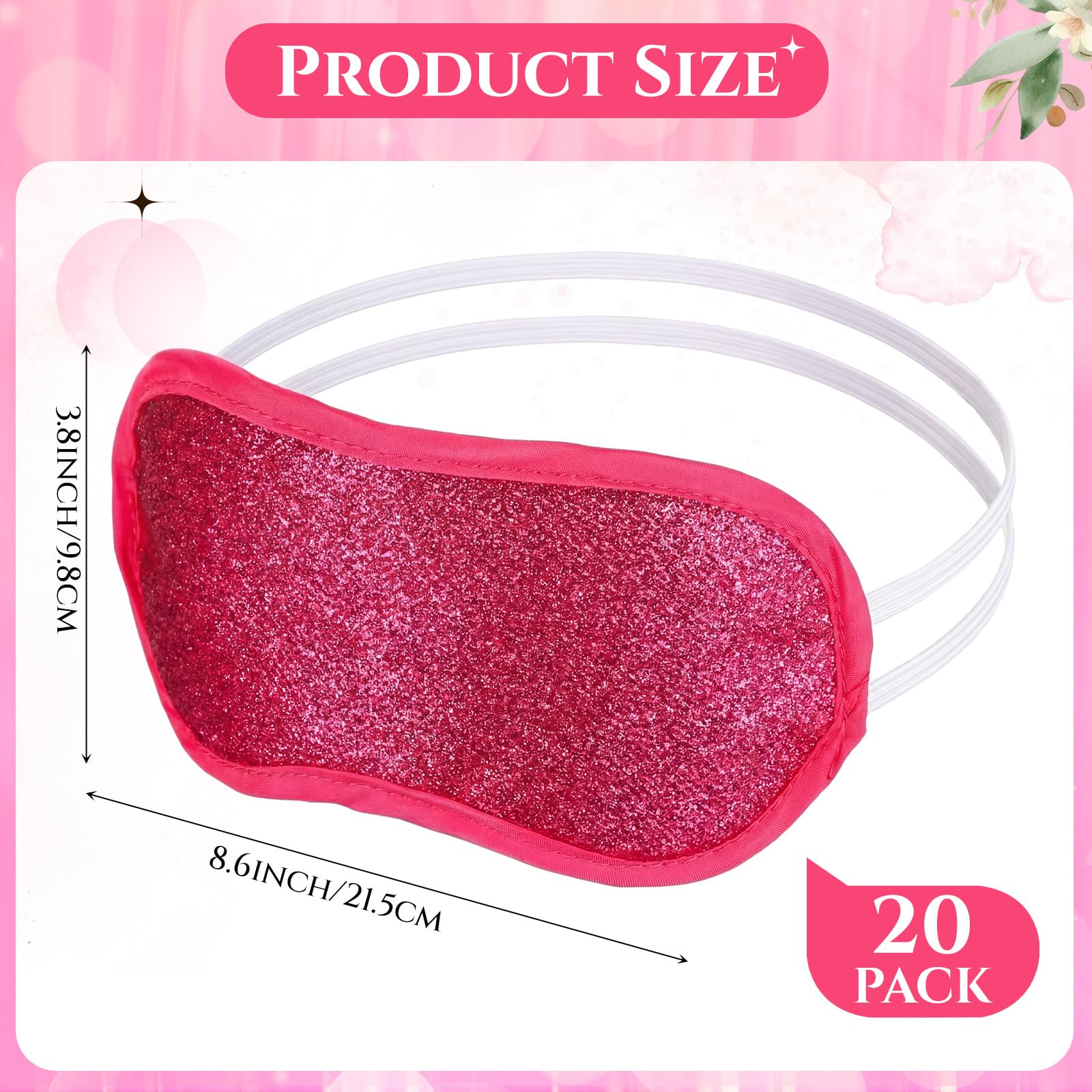 Chicingyou 12 Pcs Glitter Eye Mask Bulk Sleep Masks Eye Cover for Party Gifts Blindfold with Adjustable Elastic Strap for Bachel